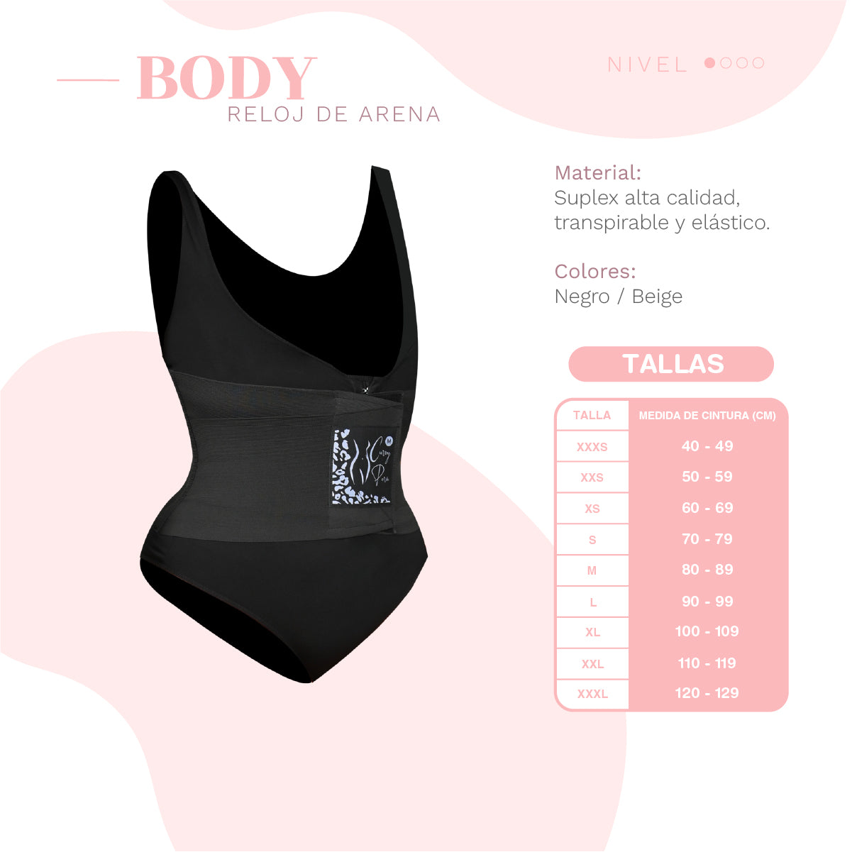 Faja Body Reloj De Arena Negro